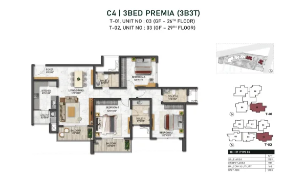 Featured Image of Prestige Garden Breeze 3 BHK 3T Floor Plan